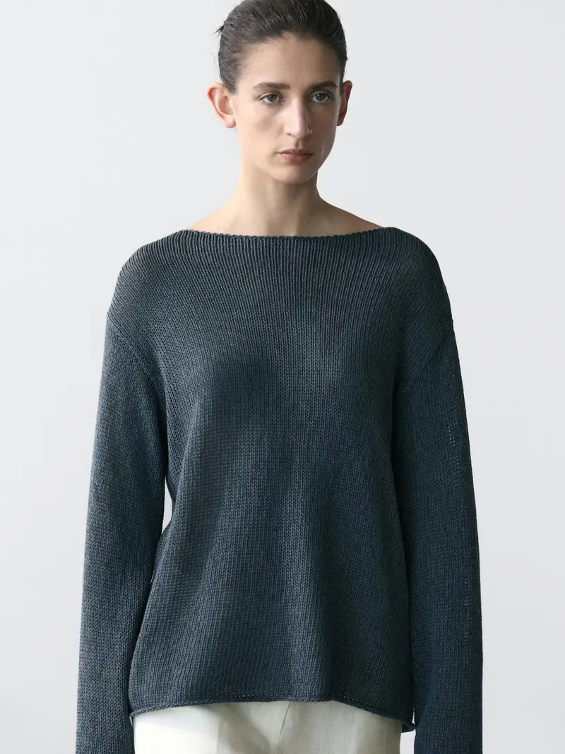 Maglia Traforata In Misto Cotone - Blu - - Massimo Dutti - Femminile