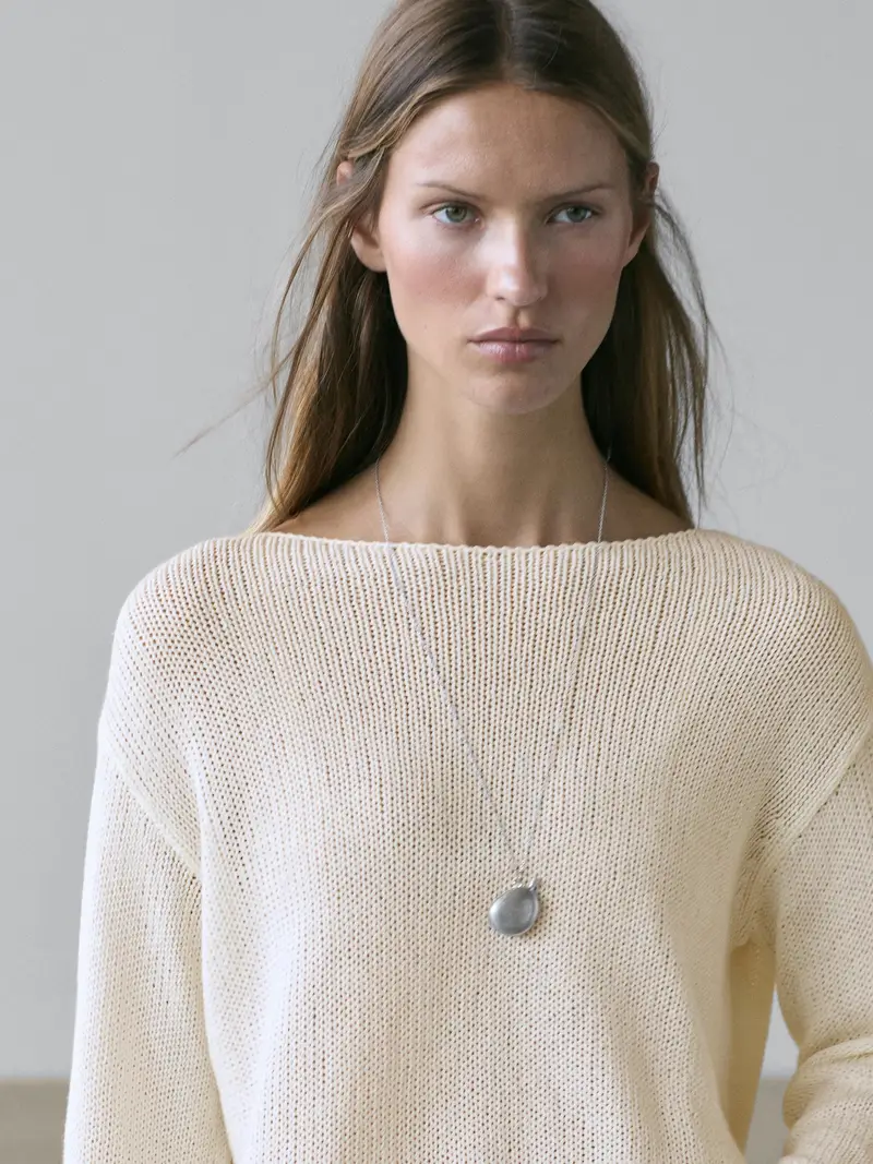 Maglia Traforata In Misto Cotone - Ecru - - Massimo Dutti - Femminile