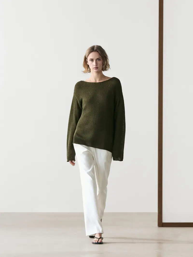Maglia Traforata In Misto Cotone - Verde - - Massimo Dutti - Femminile