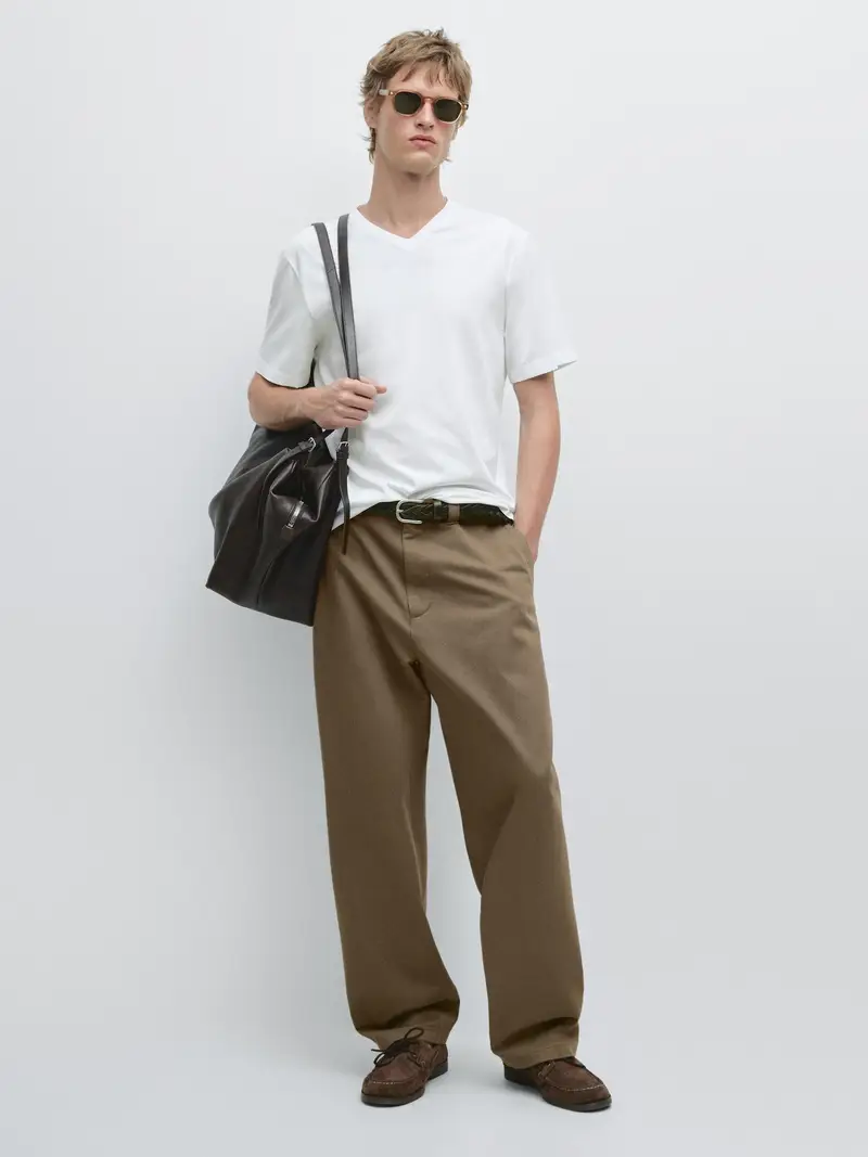 Maglietta A Maniche Corte 100% Cotone - Bianco - - Massimo Dutti - Maschile