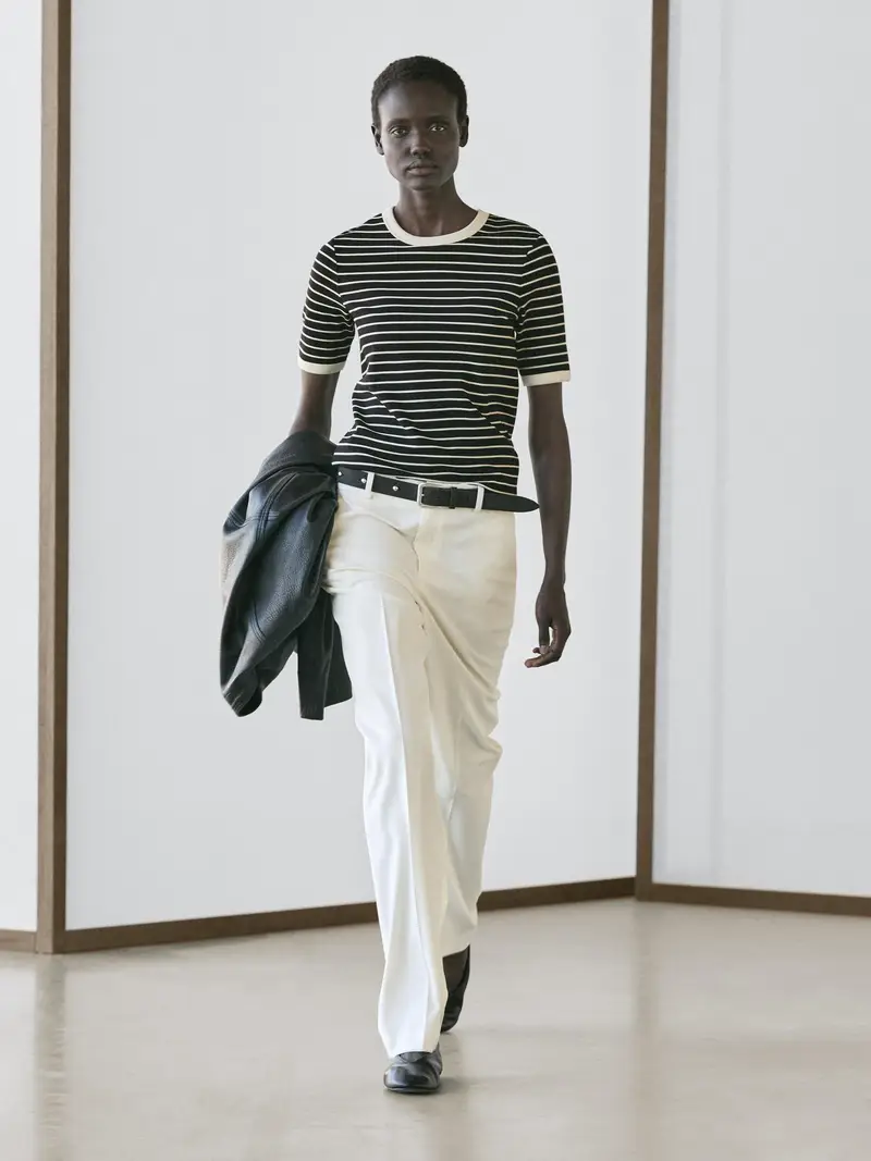 Maglietta A Maniche Corte A Righe A Contrasto - Nero - - Massimo Dutti - Femminile