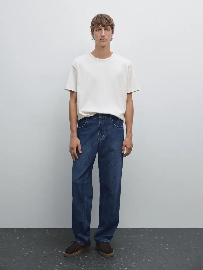 Maglietta A Maniche Corte Con Impunture A Contrasto - Écru - - Massimo Dutti - Maschile ÉCRU