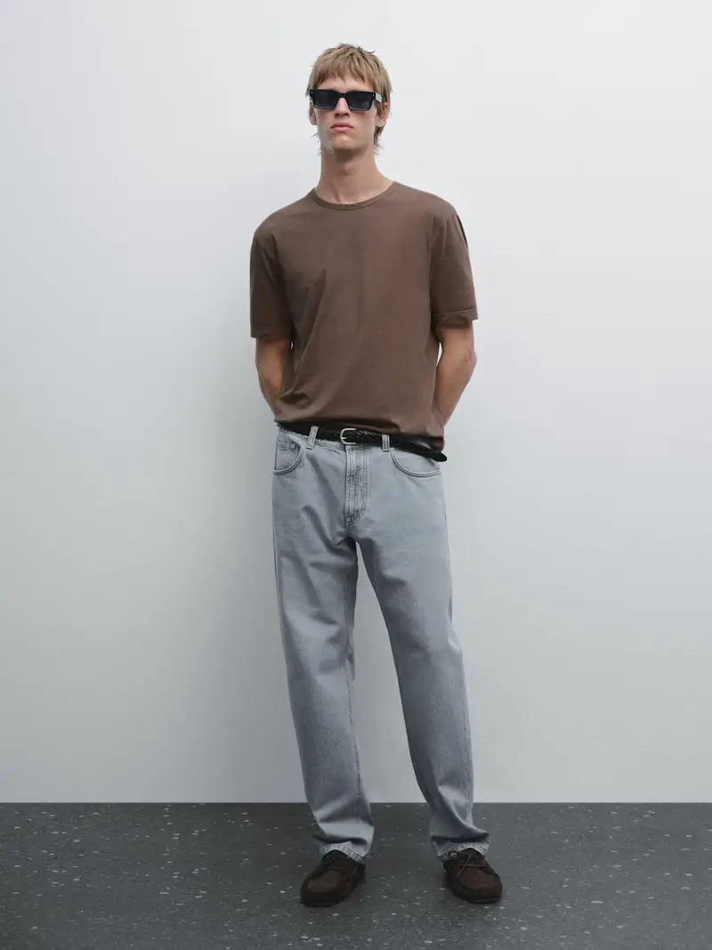 Maglietta A Maniche Corte Effetto Consumato - Arancione - - Massimo Dutti - Maschile