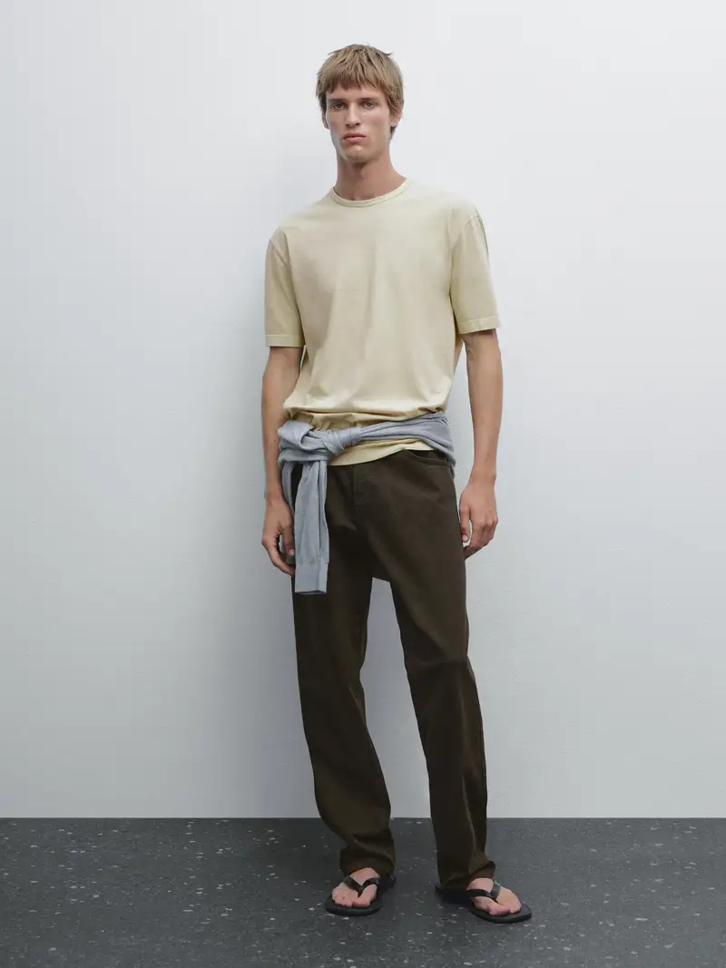 Maglietta A Maniche Corte Effetto Consumato - Verde Chiaro - - Massimo Dutti - Maschile