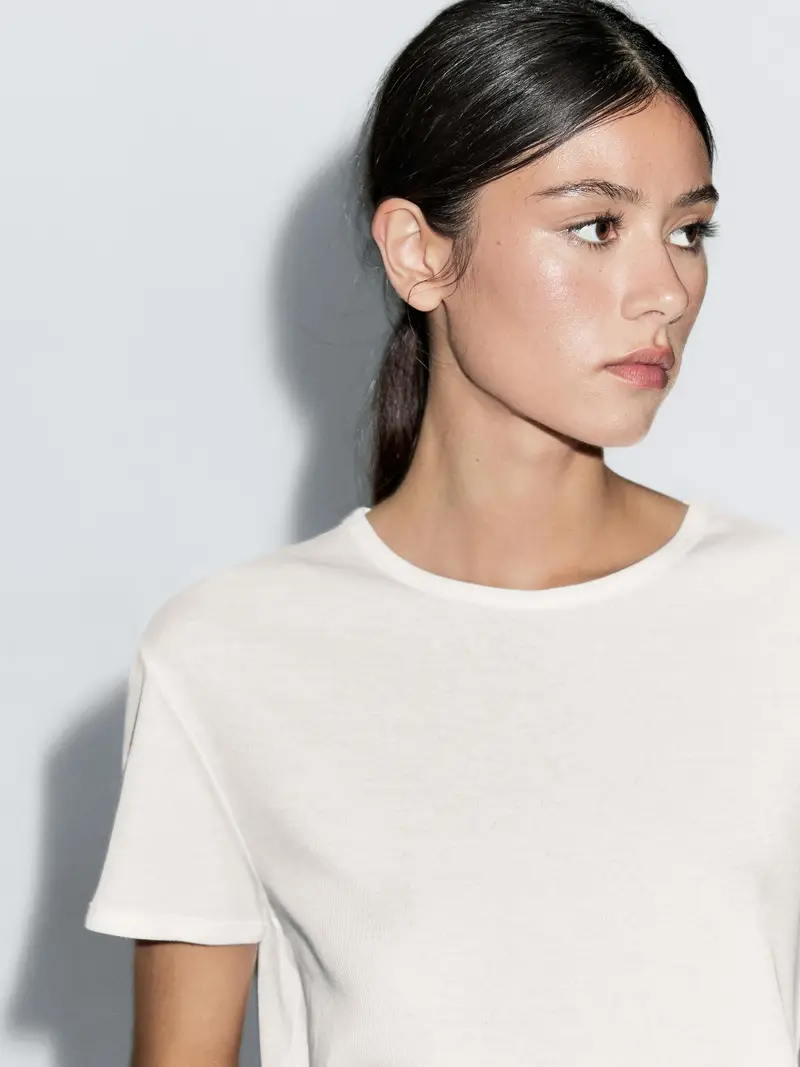 Maglietta A Maniche Corte In 100% Cotone - Bianco - - Massimo Dutti - Femminile