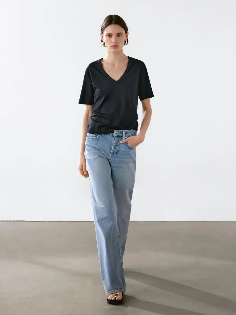 Maglietta A Maniche Corte In 100% Cotone - Nero - - Massimo Dutti - Femminile