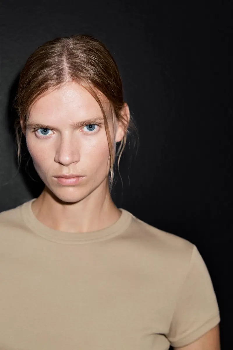 Maglietta A Maniche Corte In 100% Cotone - Pietra - - Massimo Dutti - Femminile