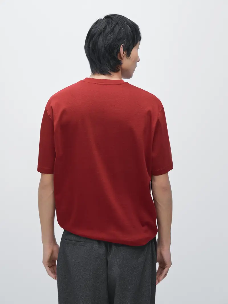 Maglietta A Maniche Corte In 100% Cotone - Rosso - - Massimo Dutti - Maschile