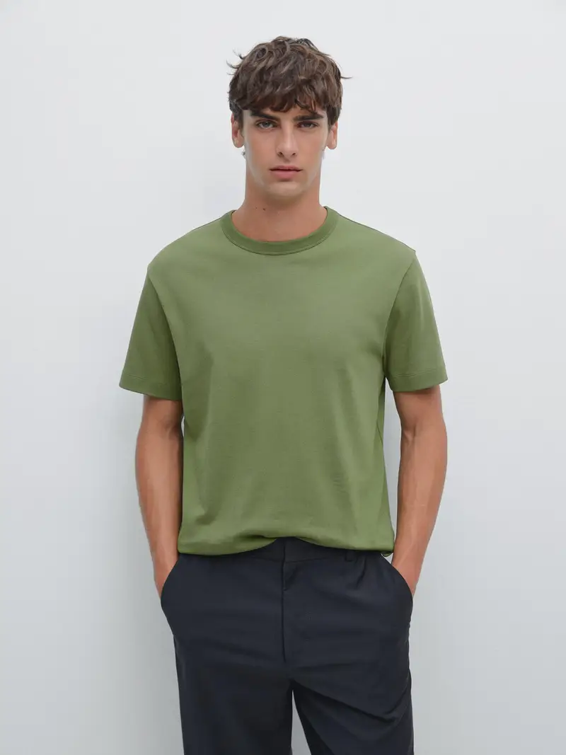 Maglietta A Maniche Corte In 100% Cotone - Verde - - Massimo Dutti - Maschile