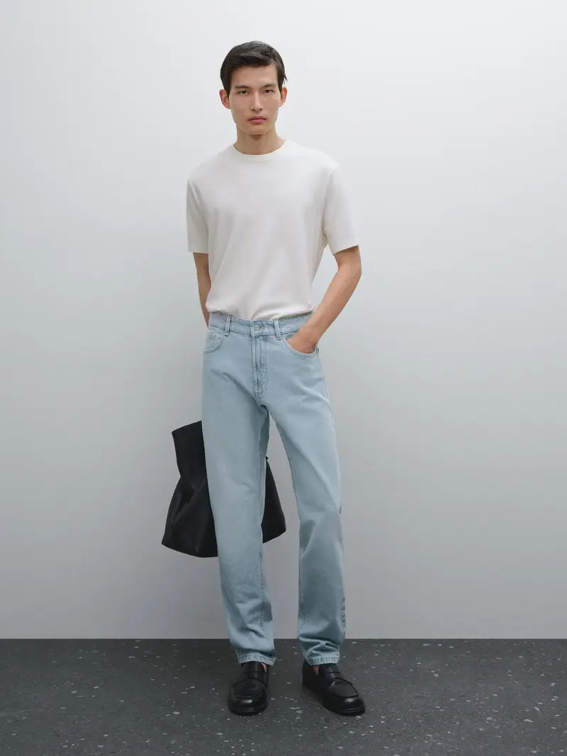 Maglietta A Maniche Corte In Misto Cotone - Ecru - - Massimo Dutti - Maschile