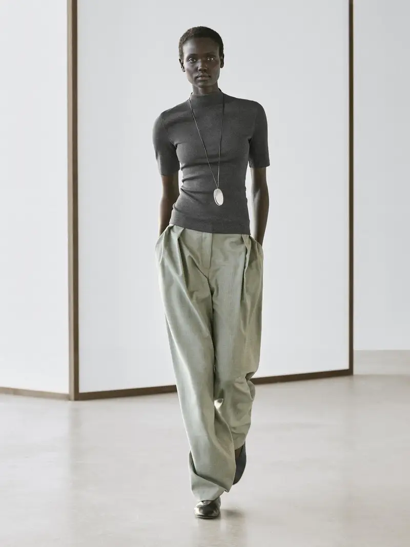 Maglietta A Maniche Corte In Misto Cotone - Grigio Antracite - - Massimo Dutti - Femminile