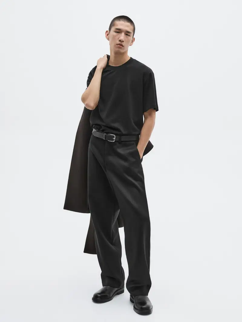 Maglietta A Maniche Corte In Misto Cotone - Limited - Nero - - Massimo Dutti - Maschile