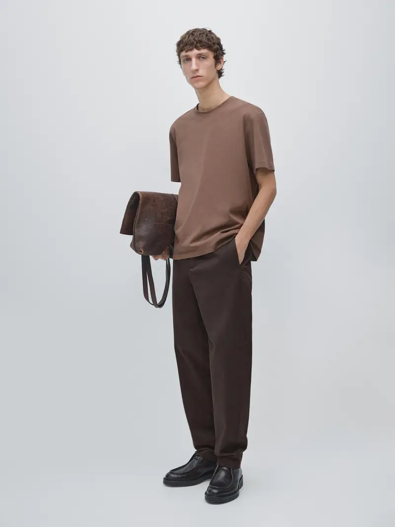 Maglietta A Maniche Corte In Misto Cotone - Moca - - Massimo Dutti - Maschile