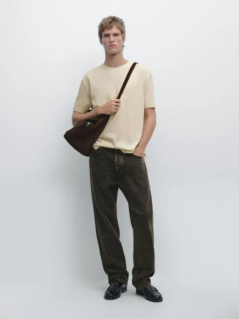 Maglietta A Maniche Corte In Misto Cotone - Vaniglia - - Massimo Dutti - Maschile