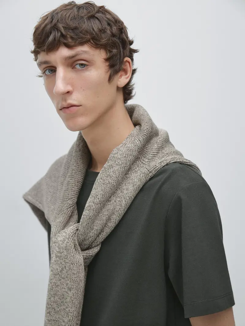 Maglietta A Maniche Corte In Misto Cotone - Verde - - Massimo Dutti - Maschile