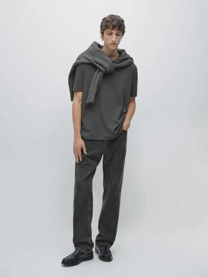 Maglietta A Maniche Corte Medium Weight 100% Cotone - Grigio Marengo - - Massimo Dutti - Maschile