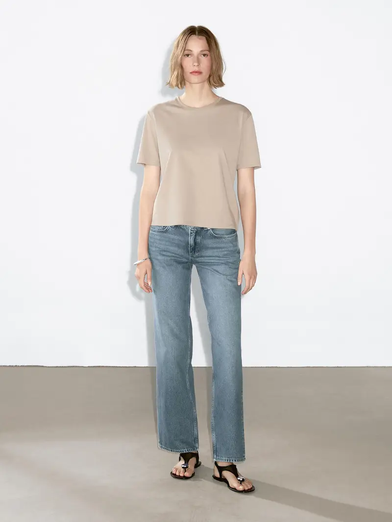 Maglietta A Maniche Corte Regular Fit - Kaki Chiaro - - Massimo Dutti - Femminile