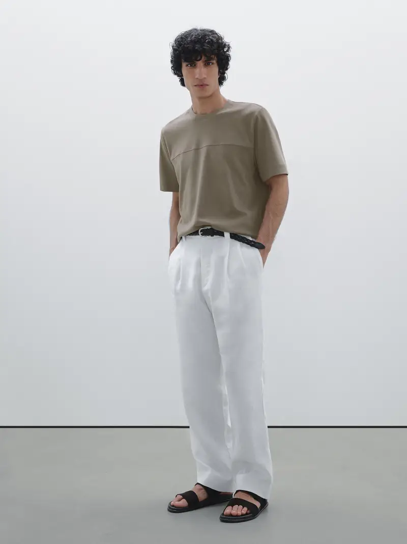 Maglietta Con Dettaglio Di Cucitura 100% Cotone - Grigio - - Massimo Dutti - Maschile