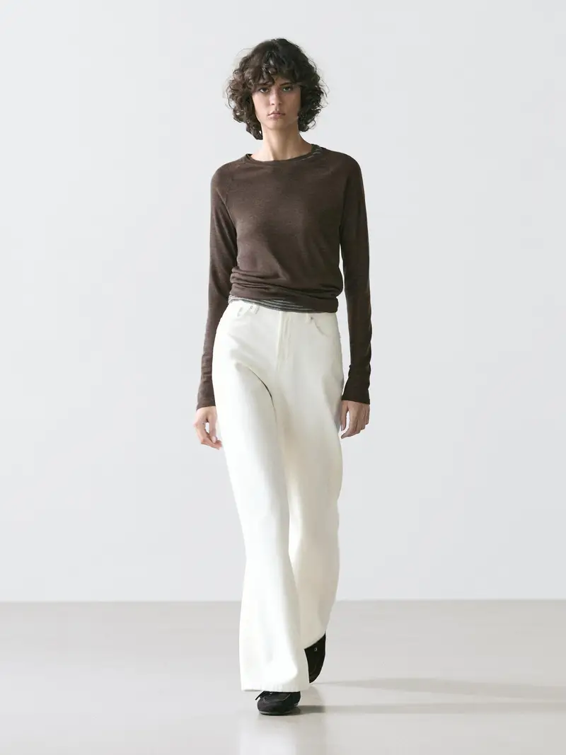 Maglietta Con Maniche Raglan In Lana - Marrone Vigoré - - Massimo Dutti - Femminile MARRONE VIGORÉ