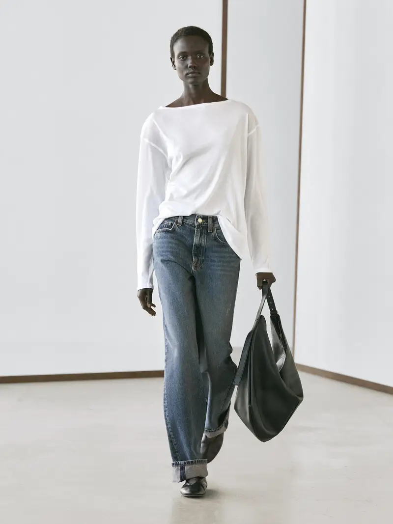 Maglietta Con Scollo A Barchetta 100% Cotone - Bianco - - Massimo Dutti - Femminile