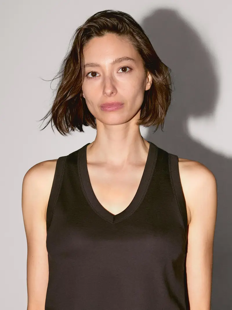 Maglietta Con Scollo A V In Cotone Mercerizzato - Marrone - - Massimo Dutti - Femminile