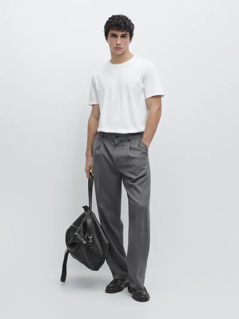 Maglietta In 100% Cotone Mercerizzato - Bianco - - Massimo Dutti - Maschile