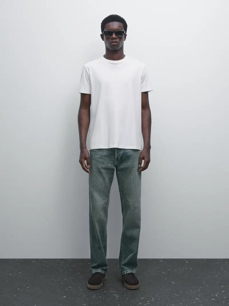 Maglietta In 100% Cotone Mercerizzato - Bianco - - Massimo Dutti - Maschile