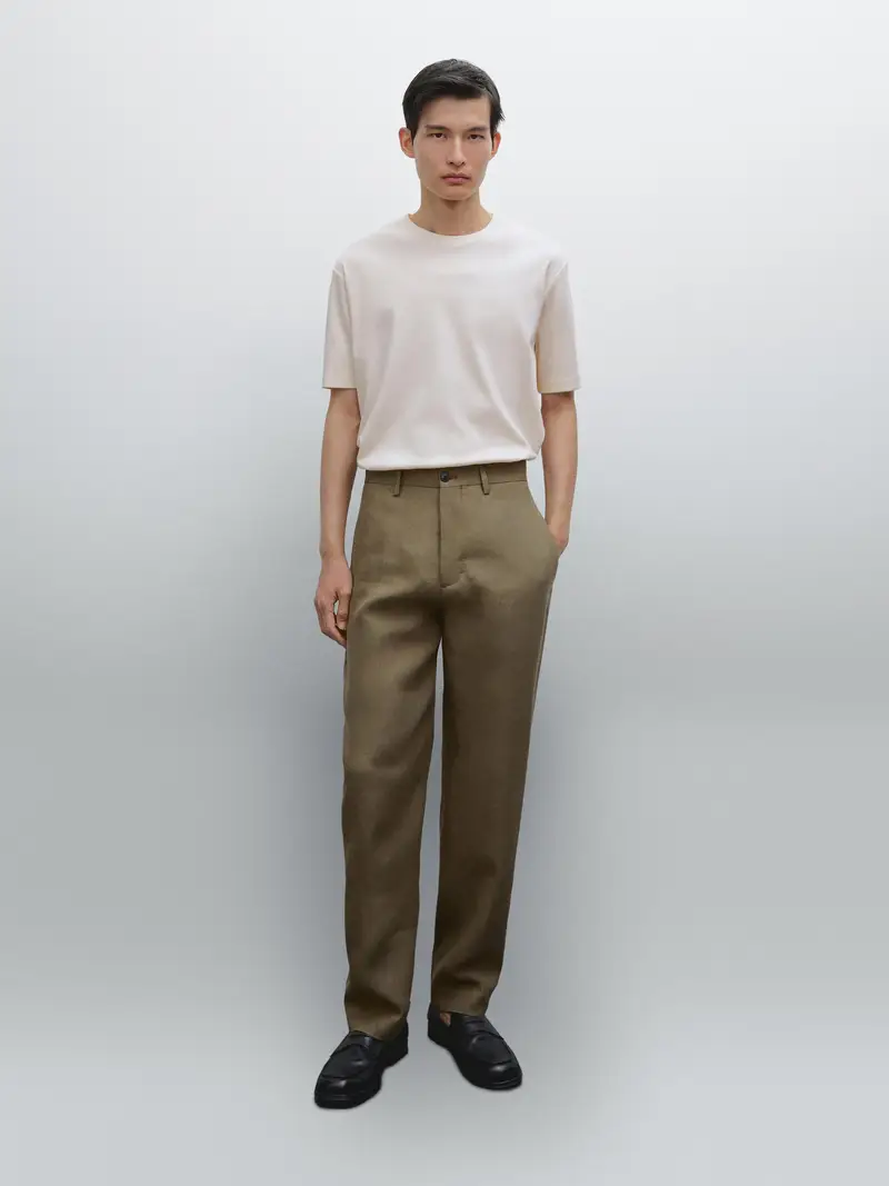 Maglietta In 100% Cotone Mercerizzato - Ecru - - Massimo Dutti - Male