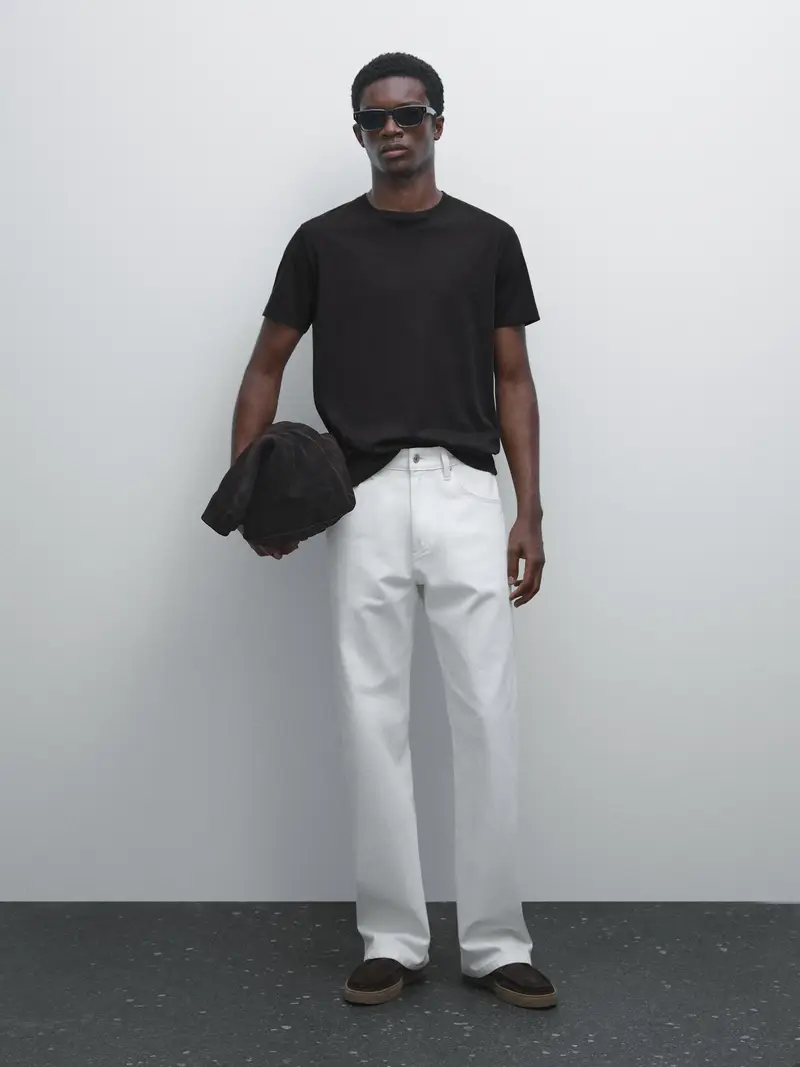 Maglietta In 100% Cotone Mercerizzato - Nero - - Massimo Dutti - Maschile