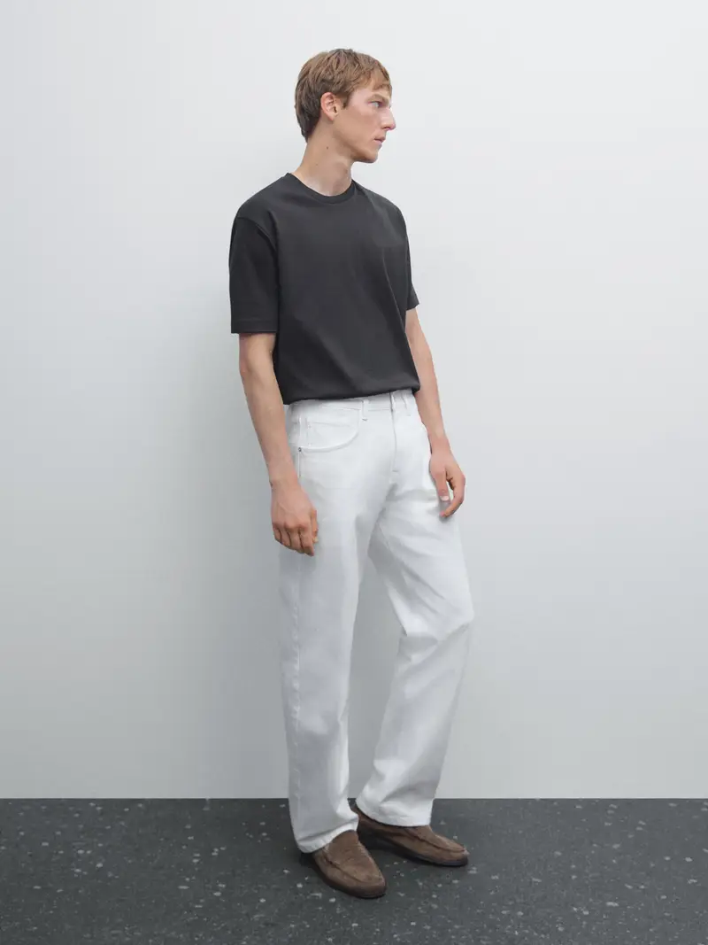 Maglietta In 100% Cotone Mercerizzato - Nero - - Massimo Dutti - Maschile