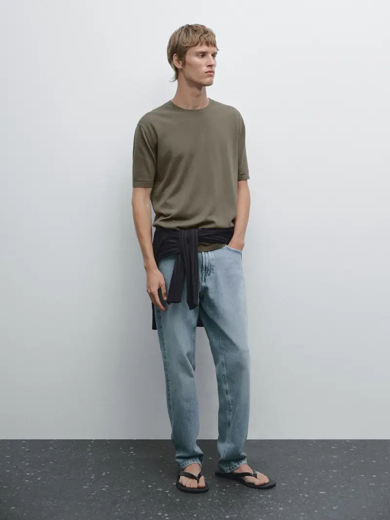 Maglietta In Maglia 100% Cotone - Cachi - - Massimo Dutti - Maschile