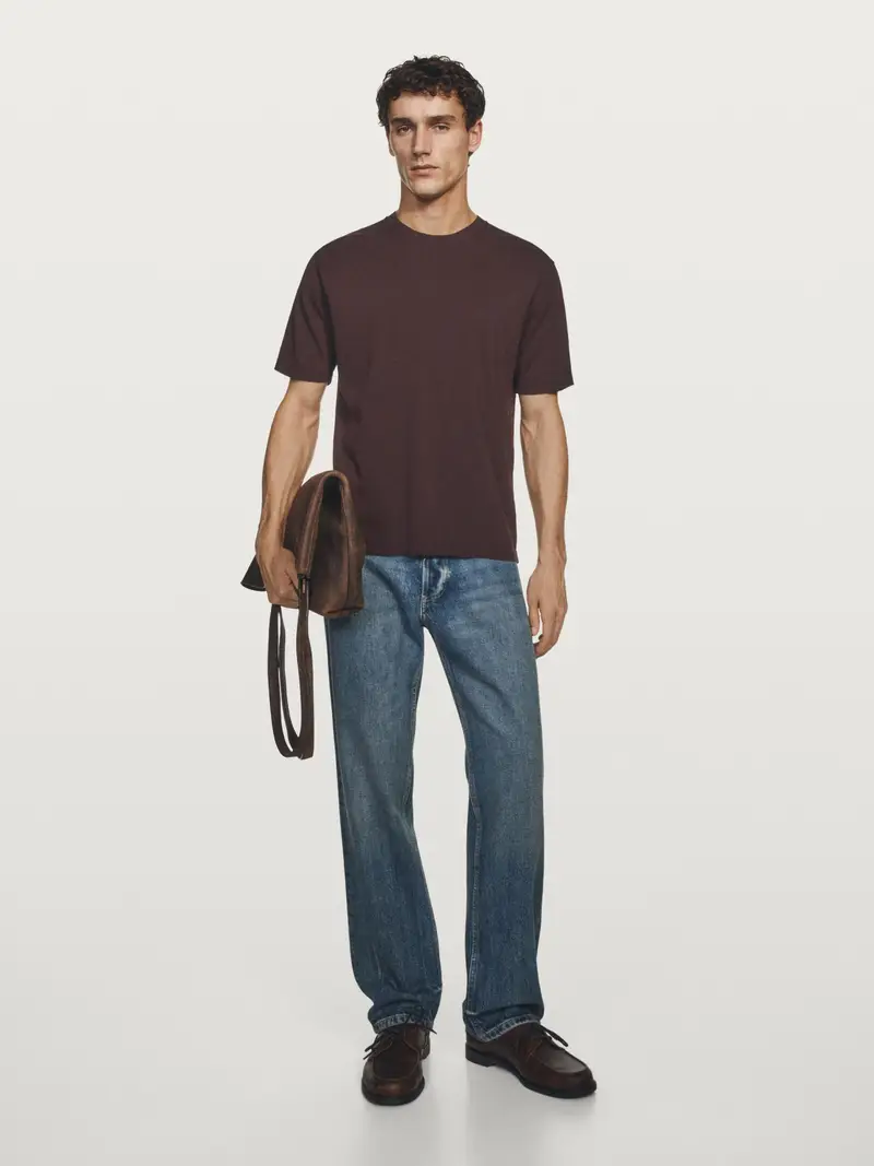 Maglietta In Maglia Di Cotone - Bordeaux - - Massimo Dutti - Maschile