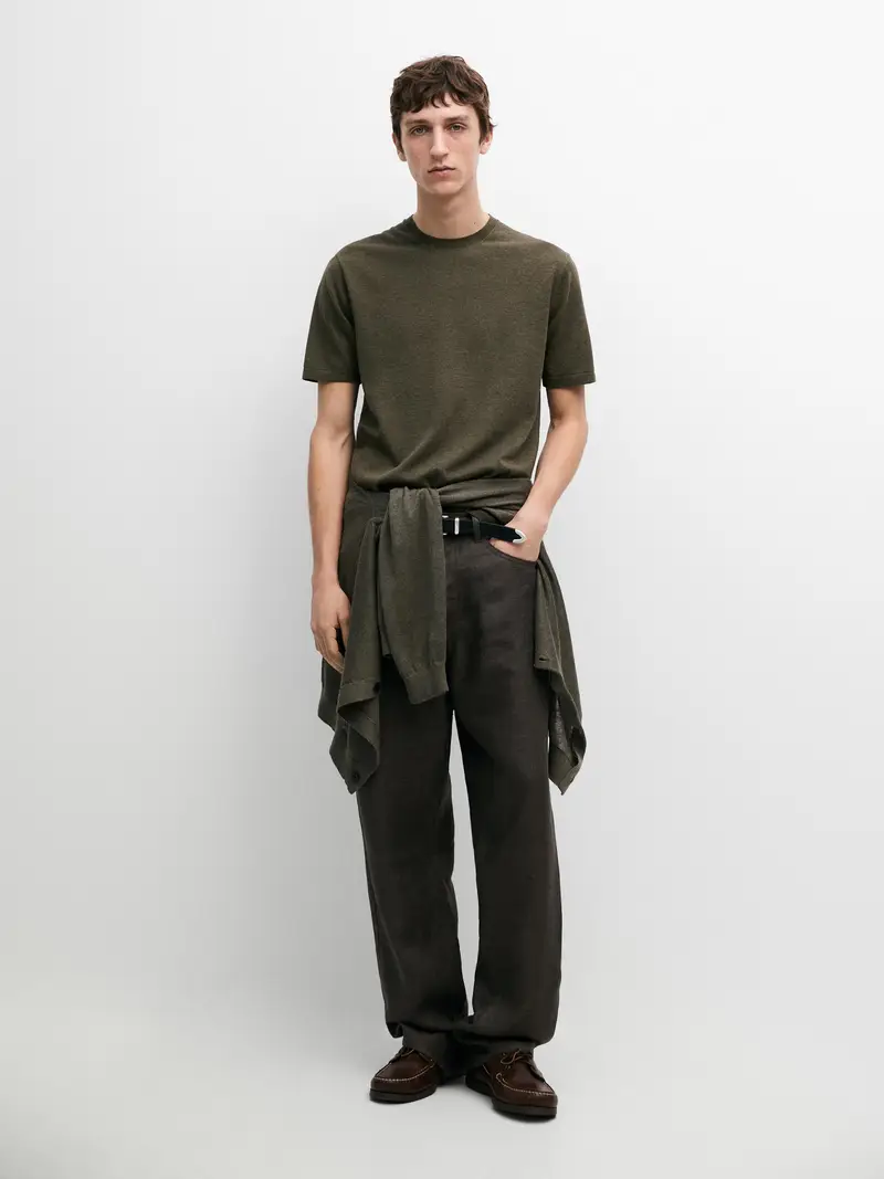 Maglietta In Maglia Di Cotone - Verde - - Massimo Dutti - Maschile