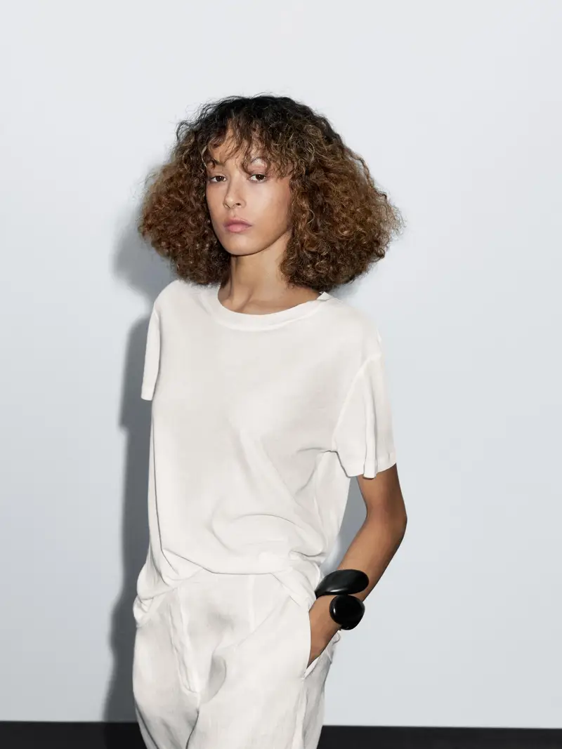 Maglietta Leggera A Maniche Corte - Bianco - - Massimo Dutti - Femminile