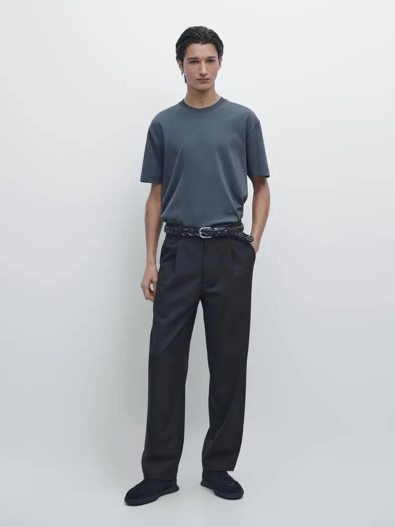 Maglietta Medium Weight 100% Cotone - Azzurro - - Massimo Dutti - Maschile