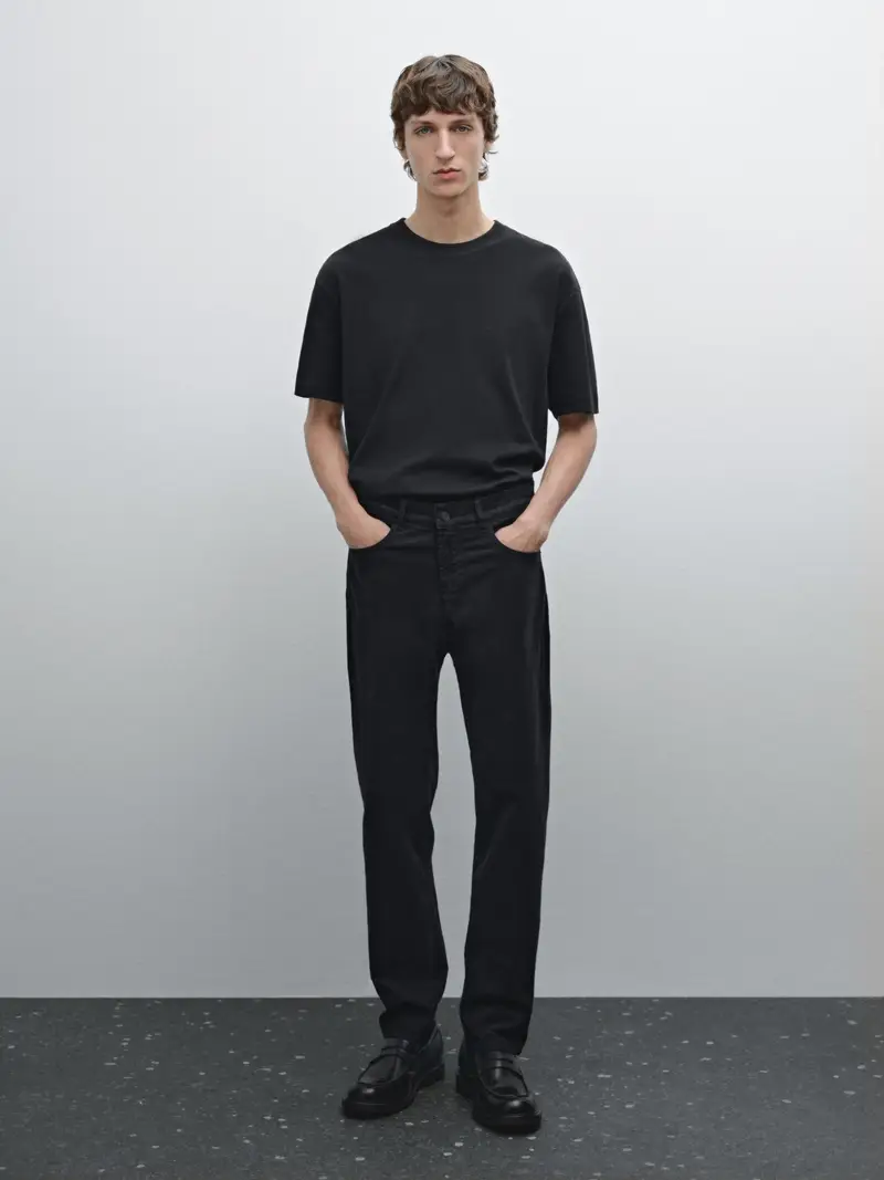 Maglietta Medium Weight 100% Cotone - Blu Marino - - Massimo Dutti - Maschile