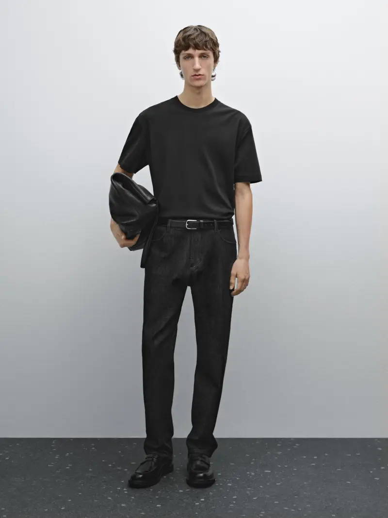 Maglietta Medium Weight 100% Cotone - Nero - - Massimo Dutti - Maschile