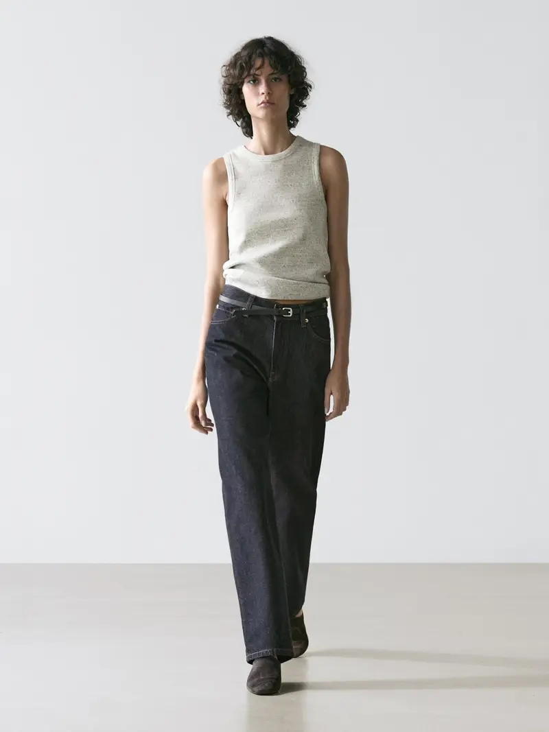 Maglietta Senza Maniche In Misto Cotone - Grigio - - Massimo Dutti - Femminile