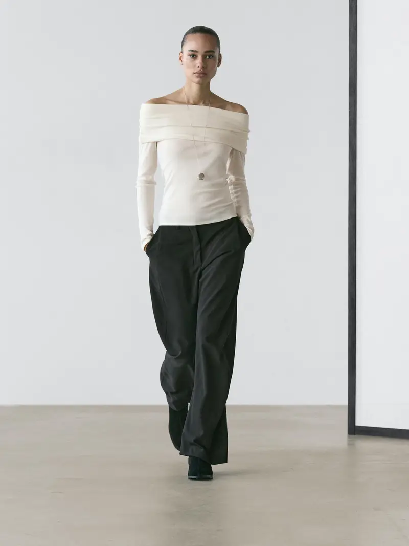 Maglietta Senza Spalline In Misto Cotone - Ecru - - Massimo Dutti - Femminile