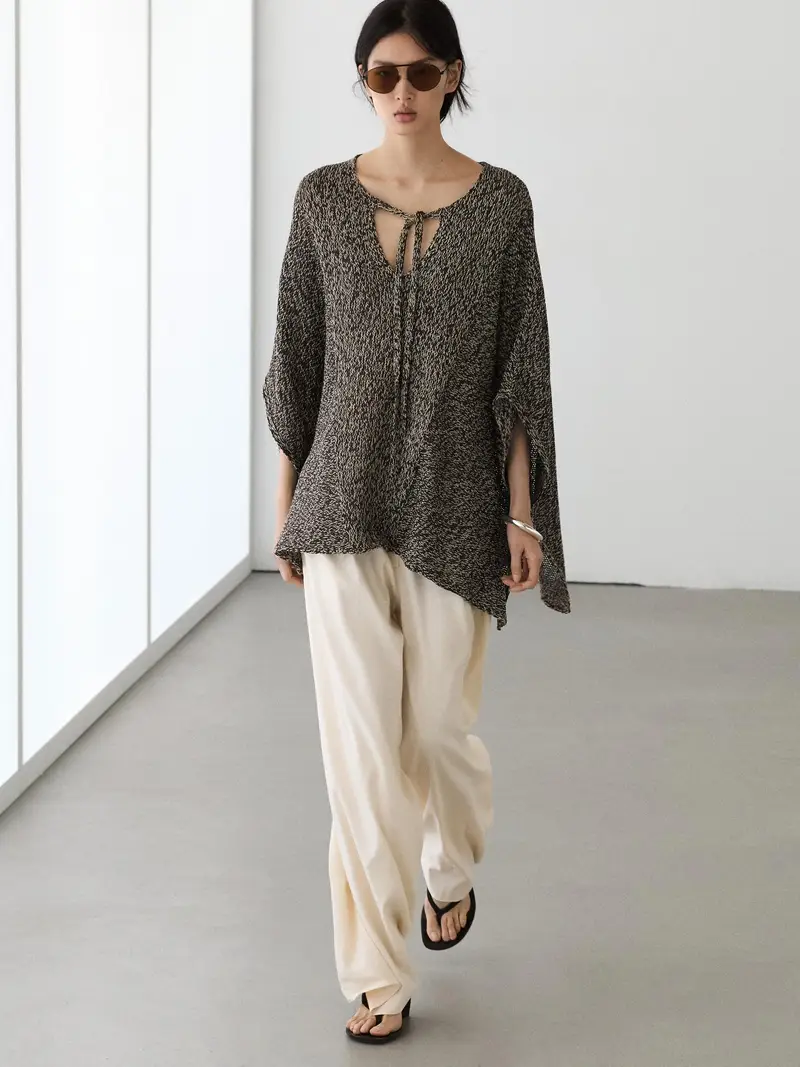 Mantella In Maglia Misto Cotone - Marrone - - Massimo Dutti - Femminile