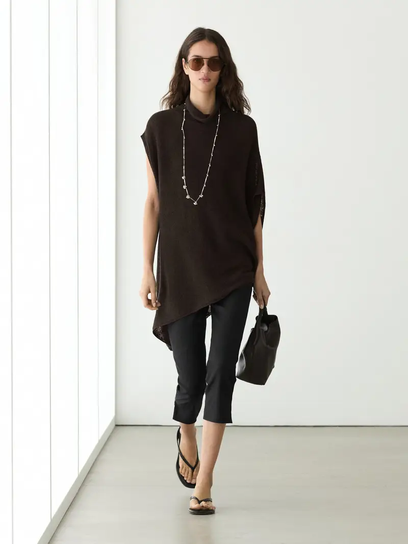 Mantella In Maglia Misto Cotone - Marrone - - Massimo Dutti - Femminile