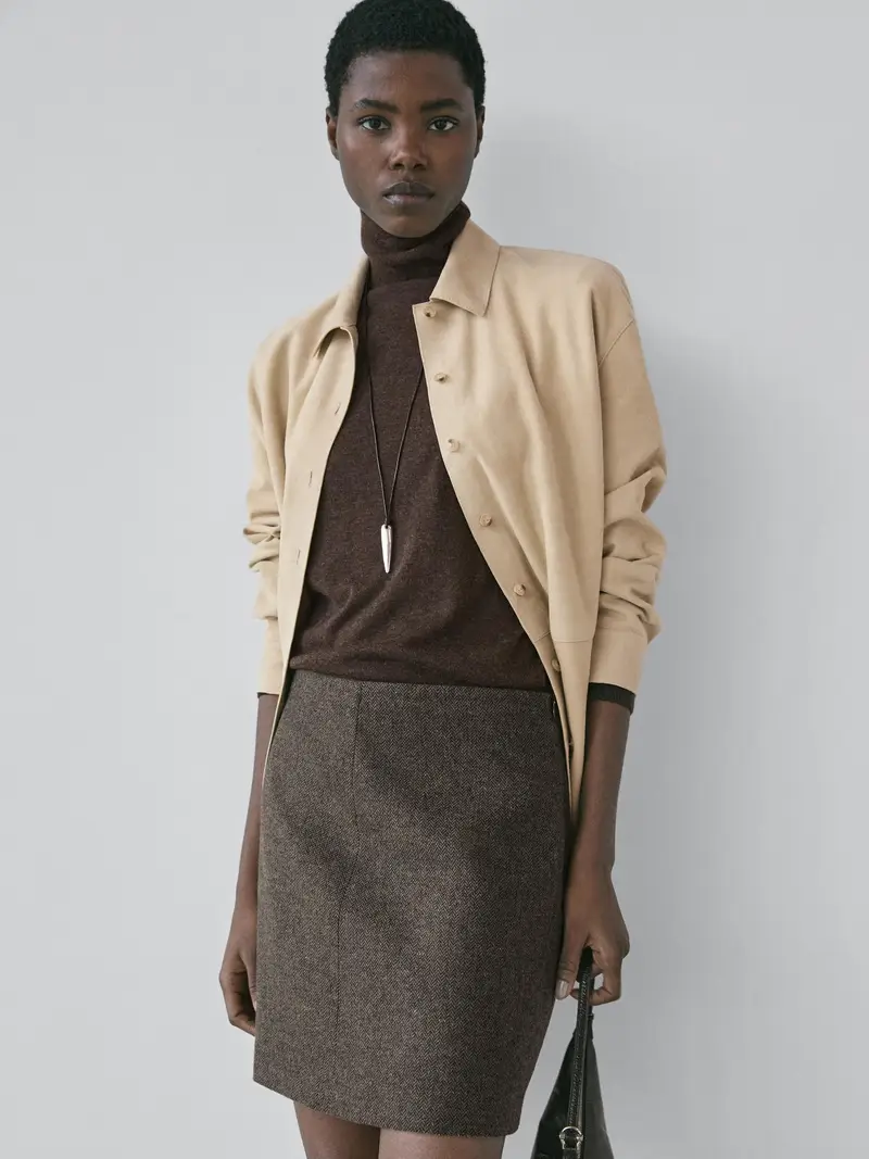 Minigonna In Misto Lana - Cioccolato - (It 46) - Massimo Dutti - Femminile