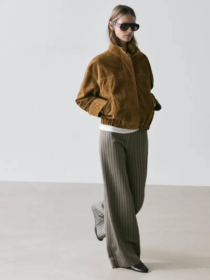 Pantaloni Ampi A Righe - Grigio - (It 44) - Massimo Dutti - Femminile