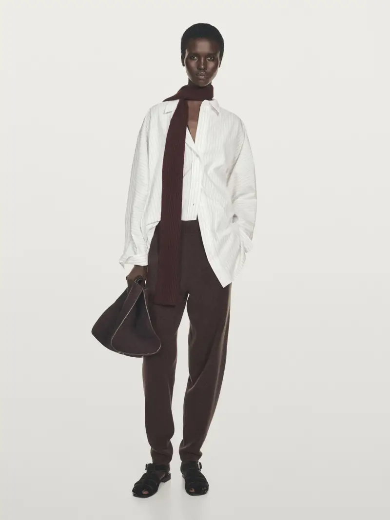 Pantaloni Balloon Fit 100% Cashmere - Marrone - - Massimo Dutti - Femminile