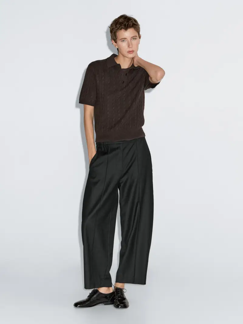 Pantaloni Barrel Fit Con Vita Elasticizzata - Nero - (It 40) - Massimo Dutti - Femminile