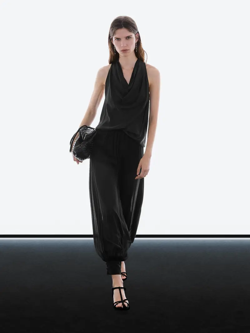 Pantaloni Bombati Con Dettaglio Di Bottoni - Nero - (It 46) - Massimo Dutti - Female