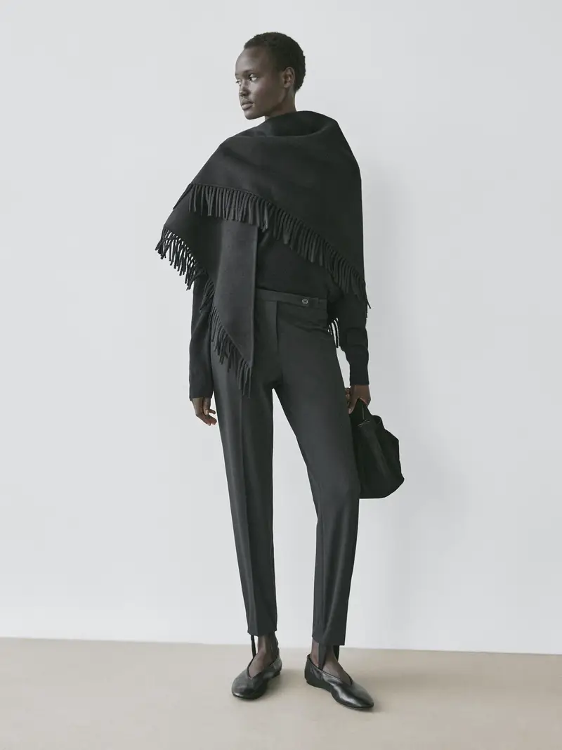 Pantaloni Con Dettaglio Di Orlo Elasticizzato - Nero - (It 44) - Massimo Dutti - Femminile