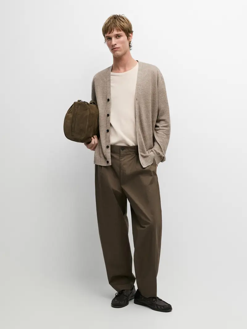 Pantaloni Con Doppia Pince In Cotone - Verde - - Massimo Dutti - Maschile