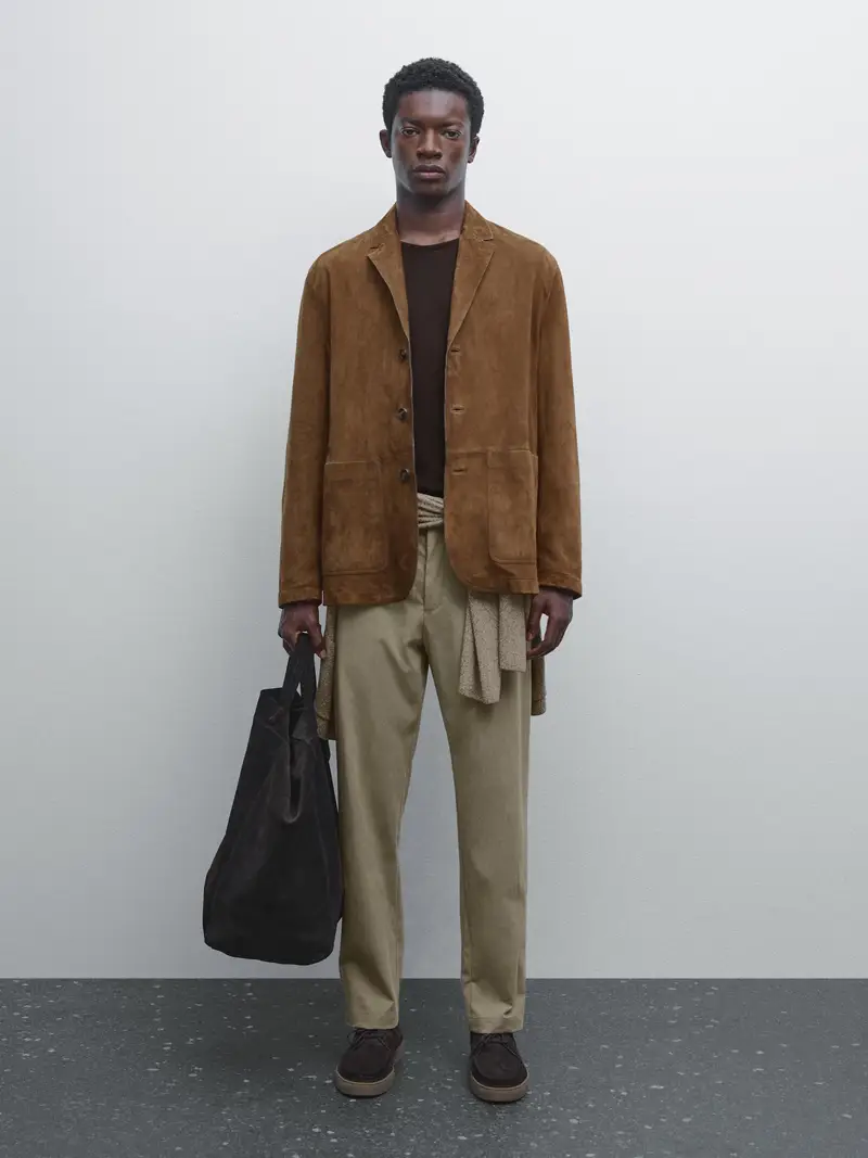 Pantaloni Con Fit A Sigaretta In Misto Cotone - Verde - - Massimo Dutti - Maschile