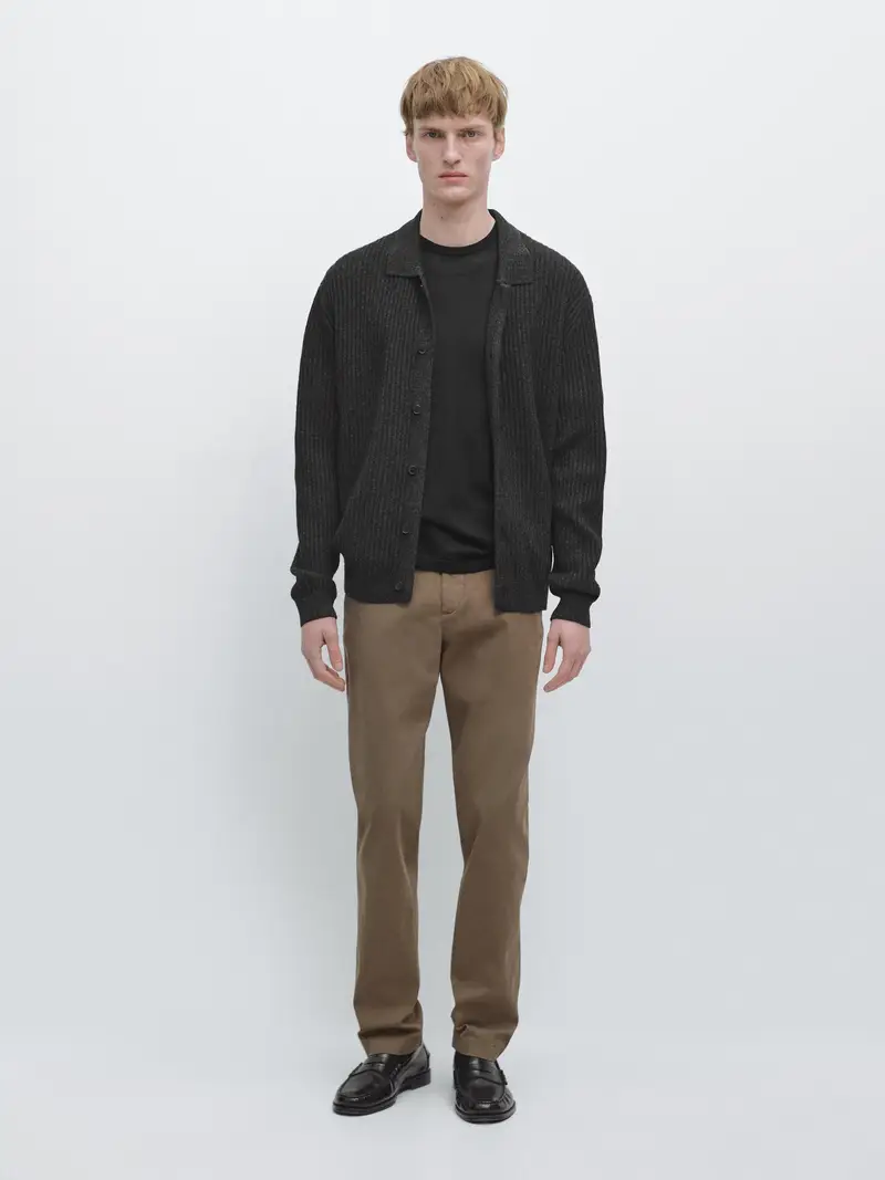 Pantaloni Con Microstruttura Slim Fit - Verde - - Massimo Dutti - Maschile